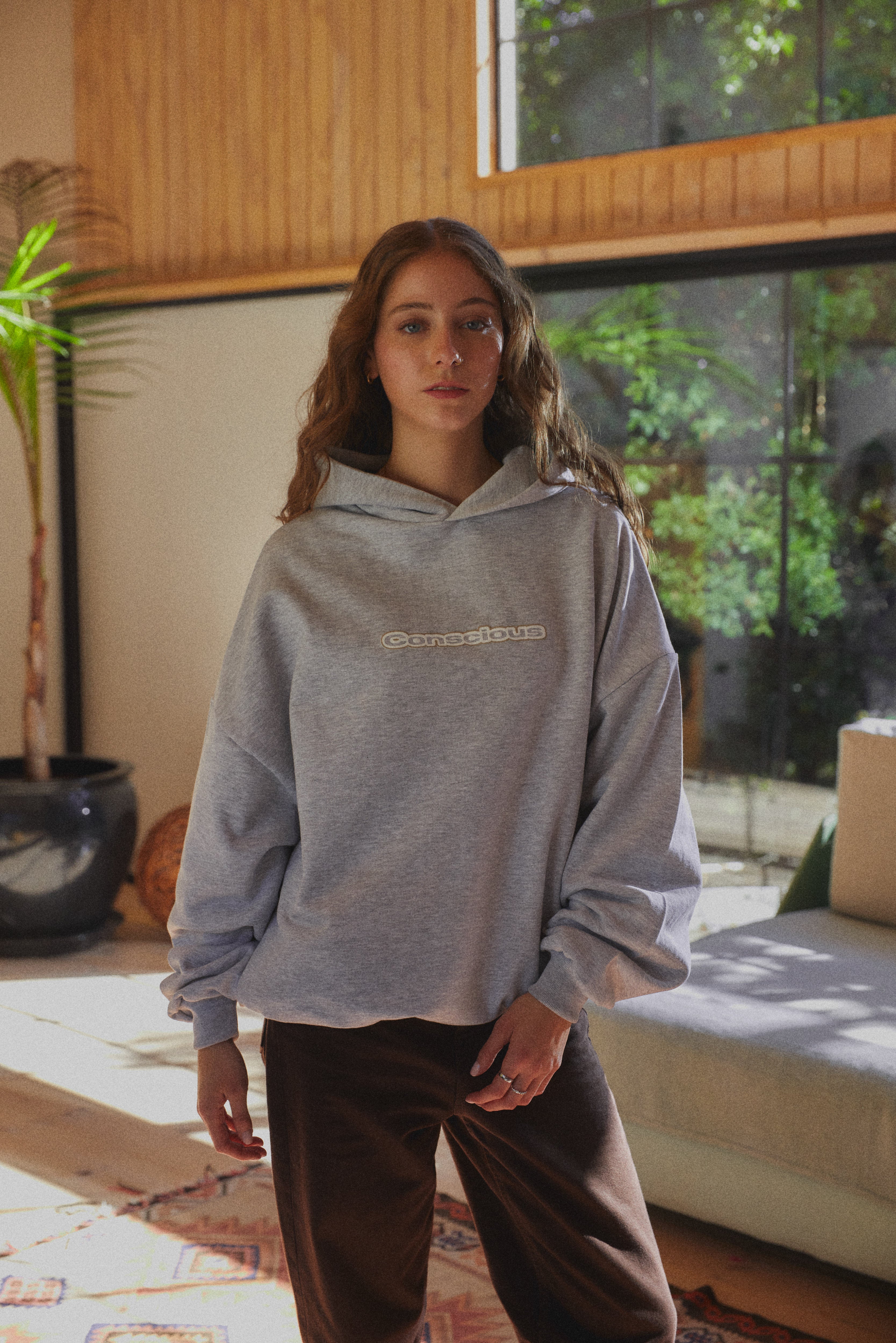 AURA STONE GRAY HIDDEN POCKETS HOODIE