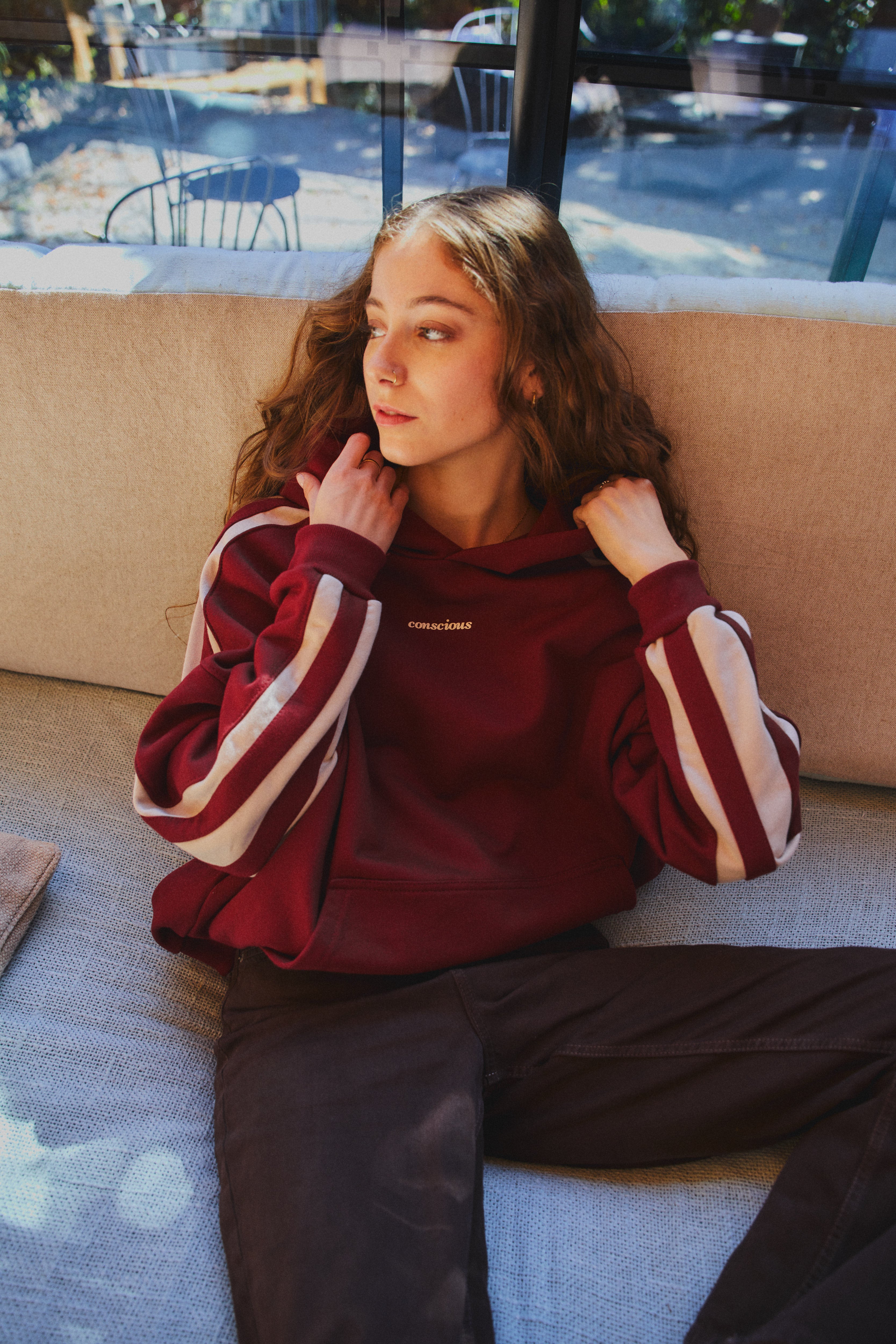 HOODIE CONS STRIPES WINE
