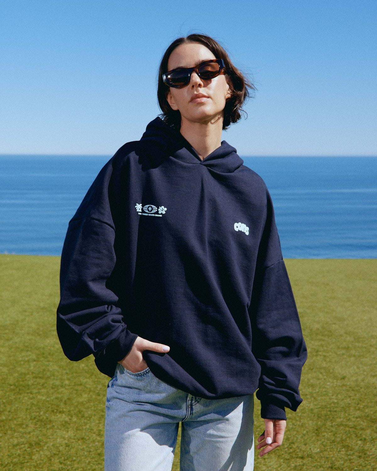 OCEAN BORN BLUE HIDDEN POCKETS HOODIE