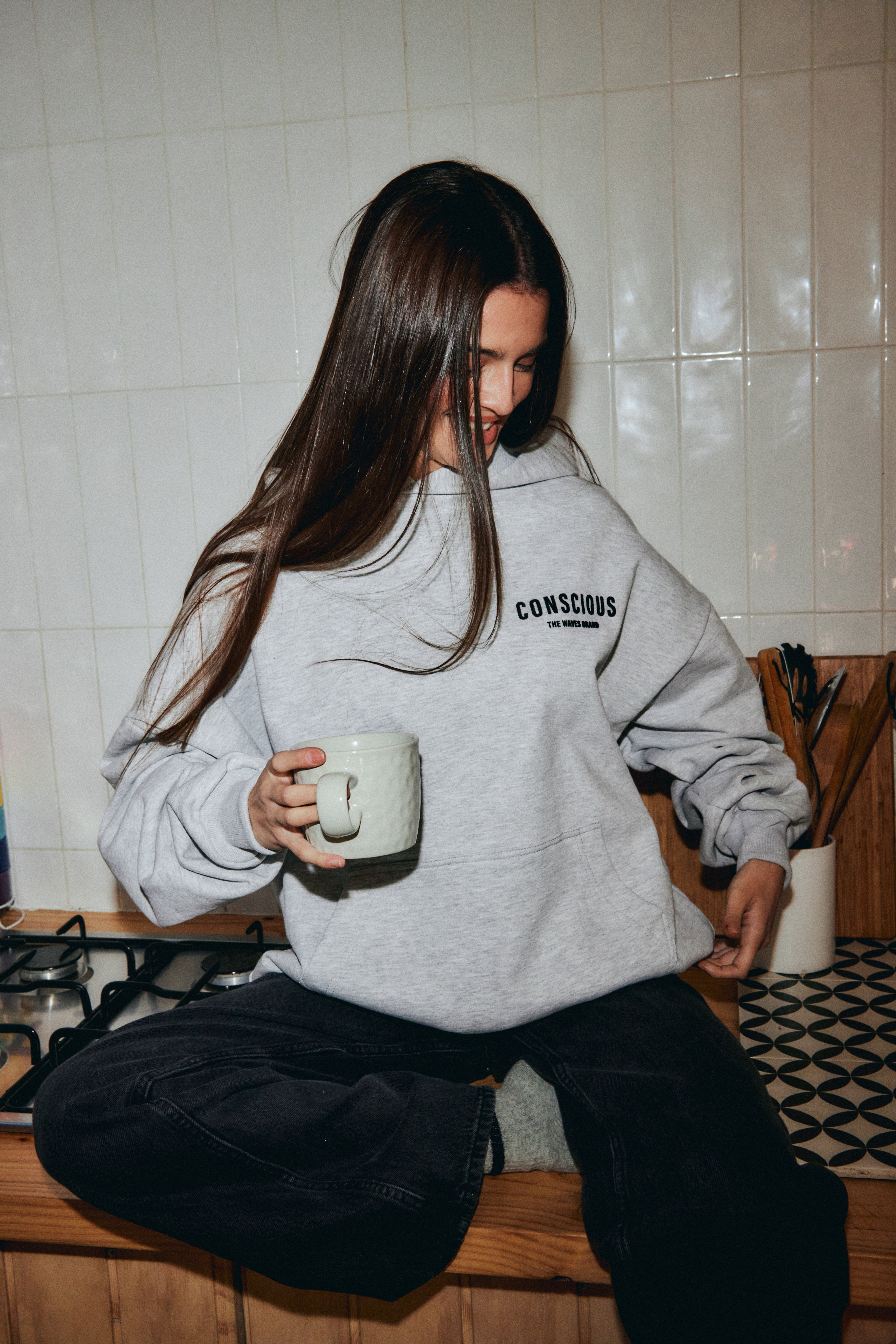 HOODIE BRAND STONE GREY