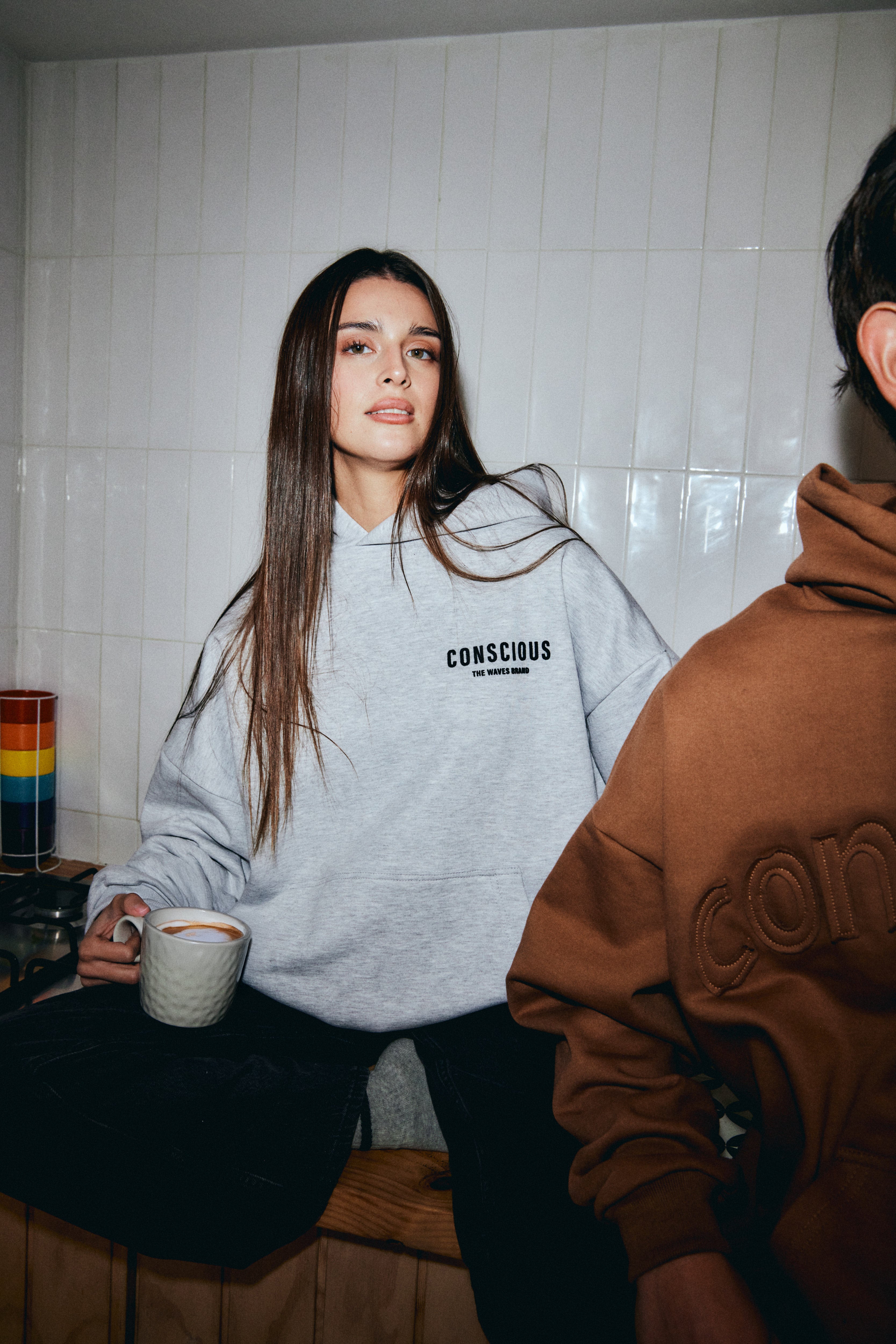 HOODIE BRAND STONE GREY