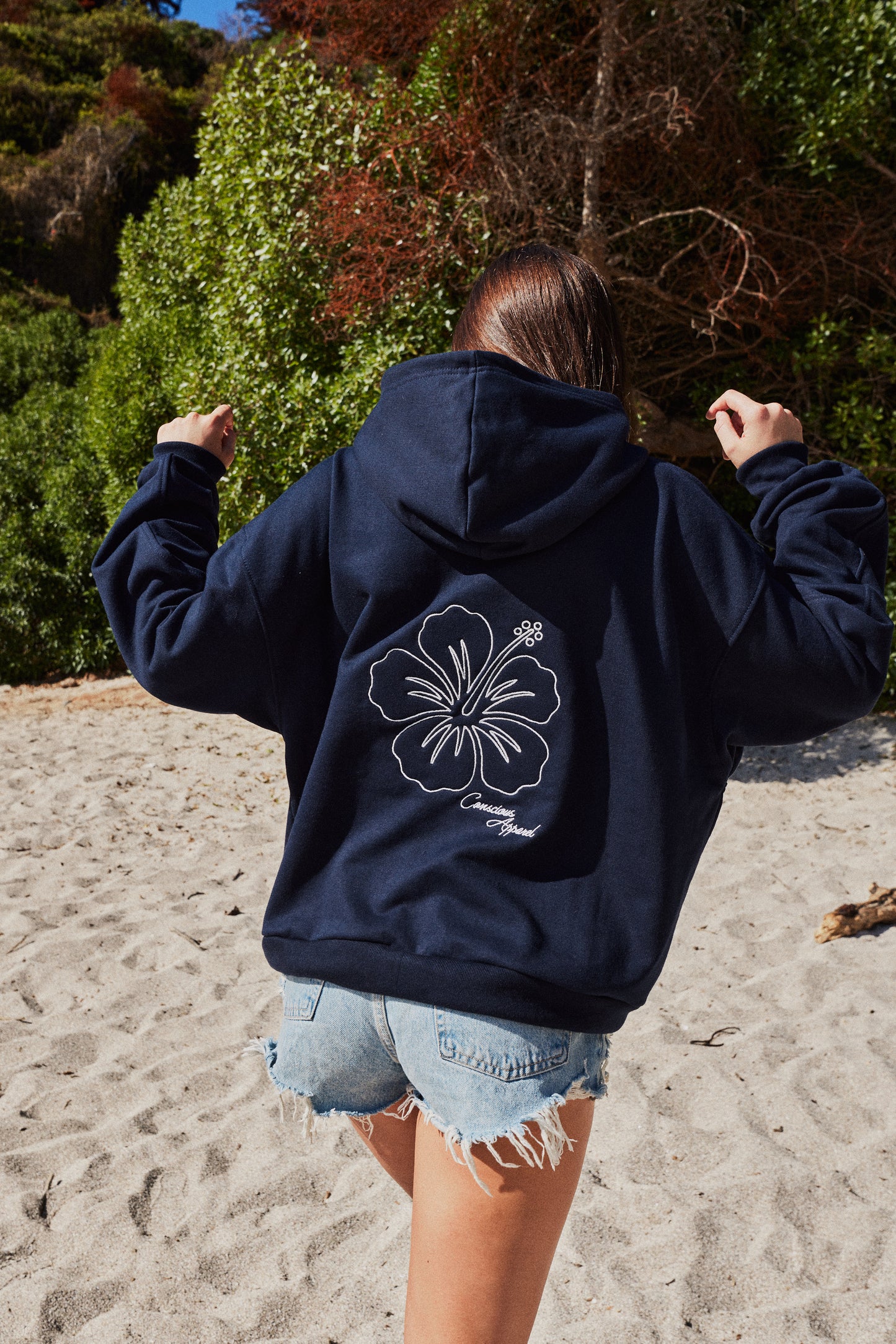 FULL ZIP BLUE HIBISCUS BOXY FIT ♀