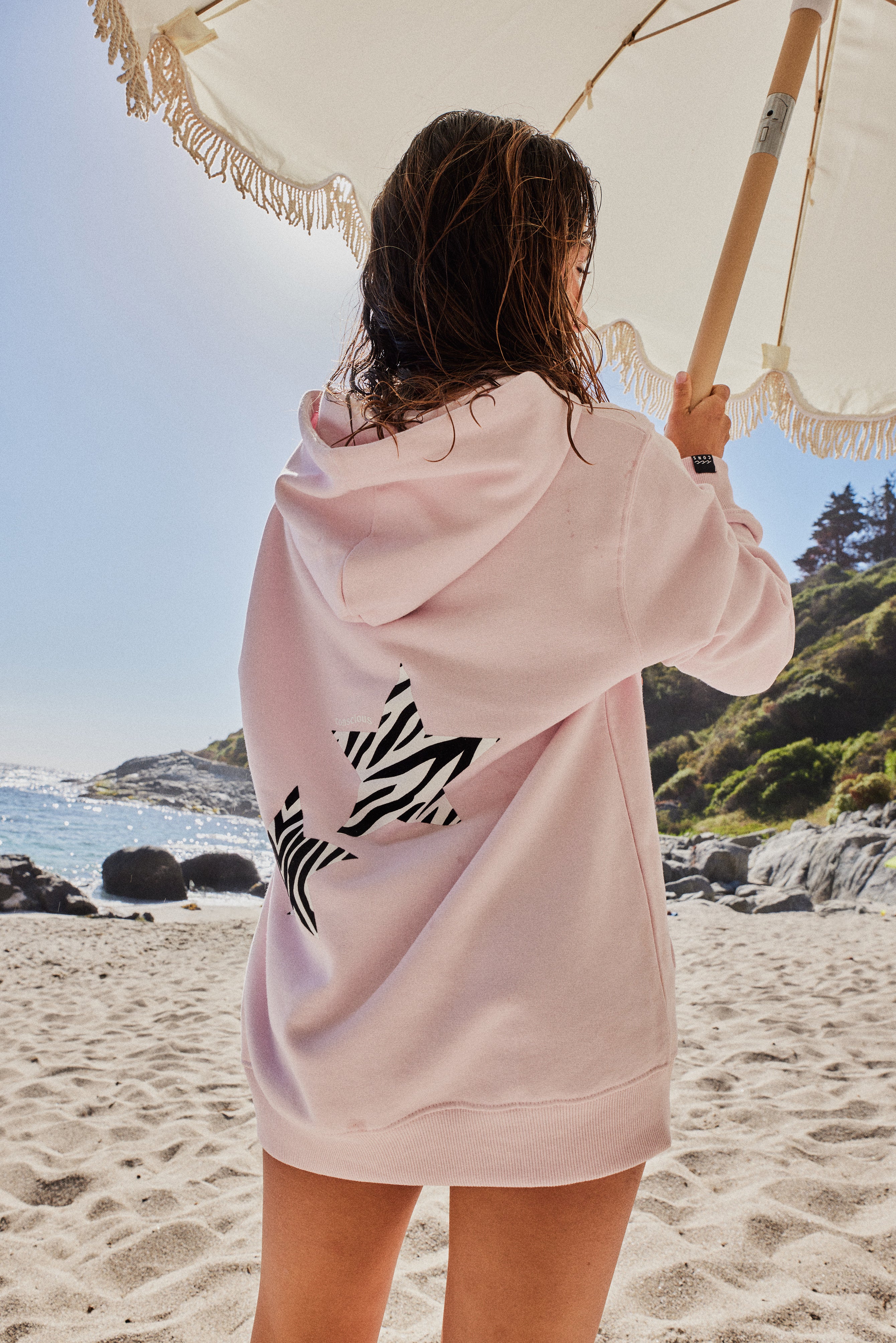 HOODIE ANIMAL PRINT STARS ROSA