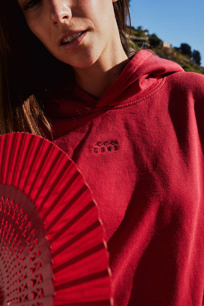HOODIE CONS RED ACID WASH OVERSIZE ♀