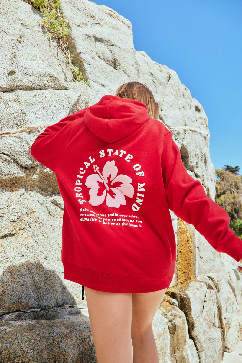 HOODIE HAWAI VIBES ROJO ♀