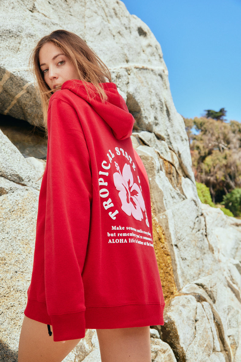 HOODIE HAWAI VIBES ROJO ♀