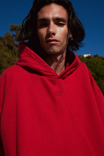 HOODIE CONS RED ACID WASH OVERSIZE ♂