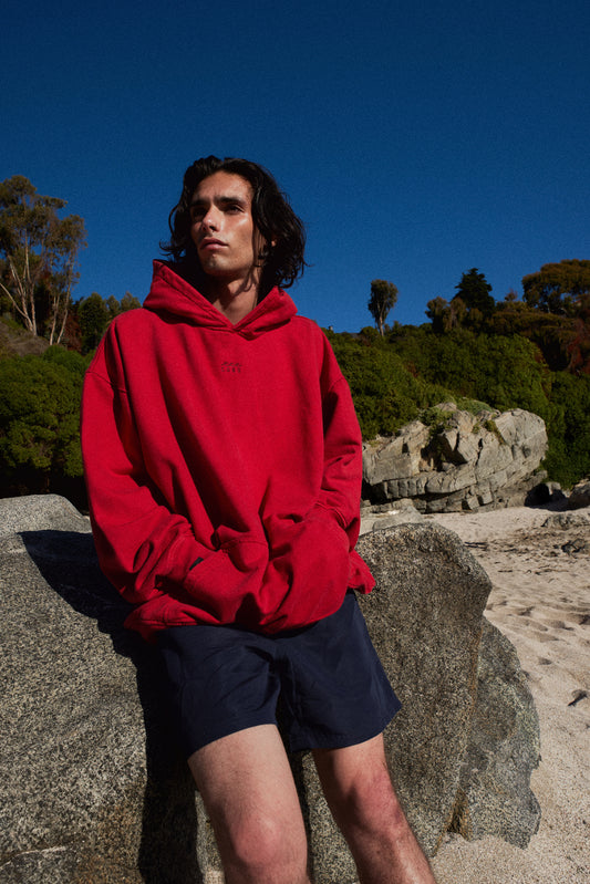 HOODIE CONS RED ACID WASH OVERSIZE ♂