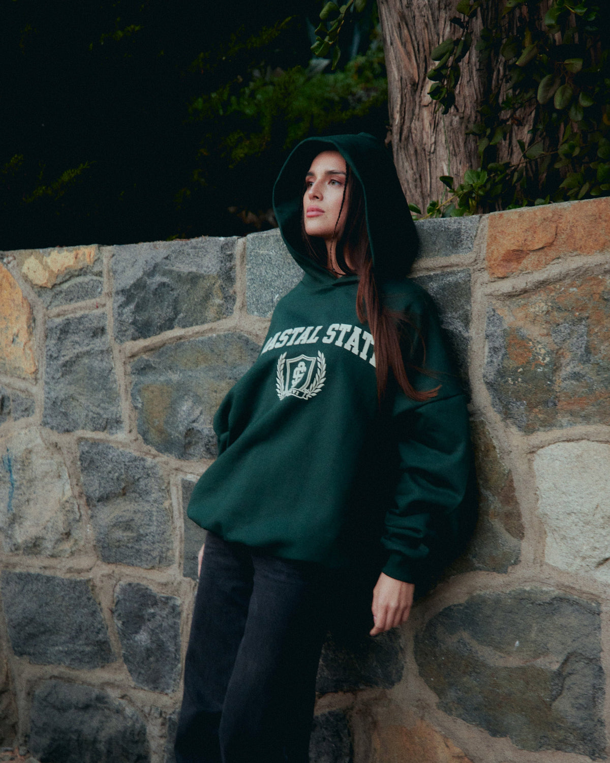 COAST STATE DARK MOSS HIDDEN POCKETS HOODIE