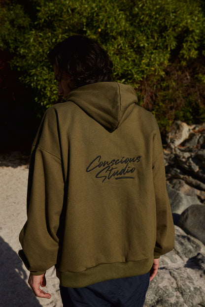 FULL ZIP GREEN STUDIO BOXY FIT ♂