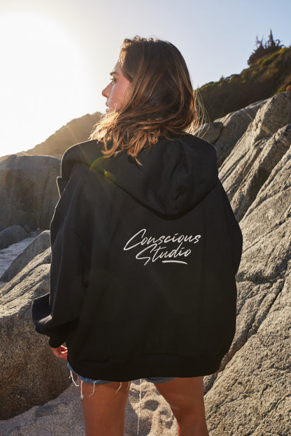 FULL ZIP BLACK STUDIO BOXY FIT ♀