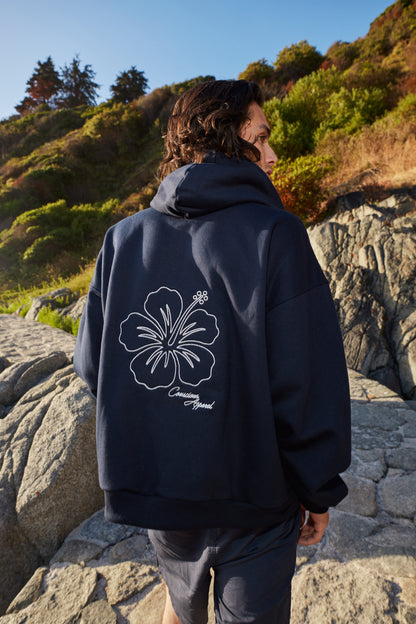 FULL ZIP BLUE HIBISCUS BOXY FIT ♂