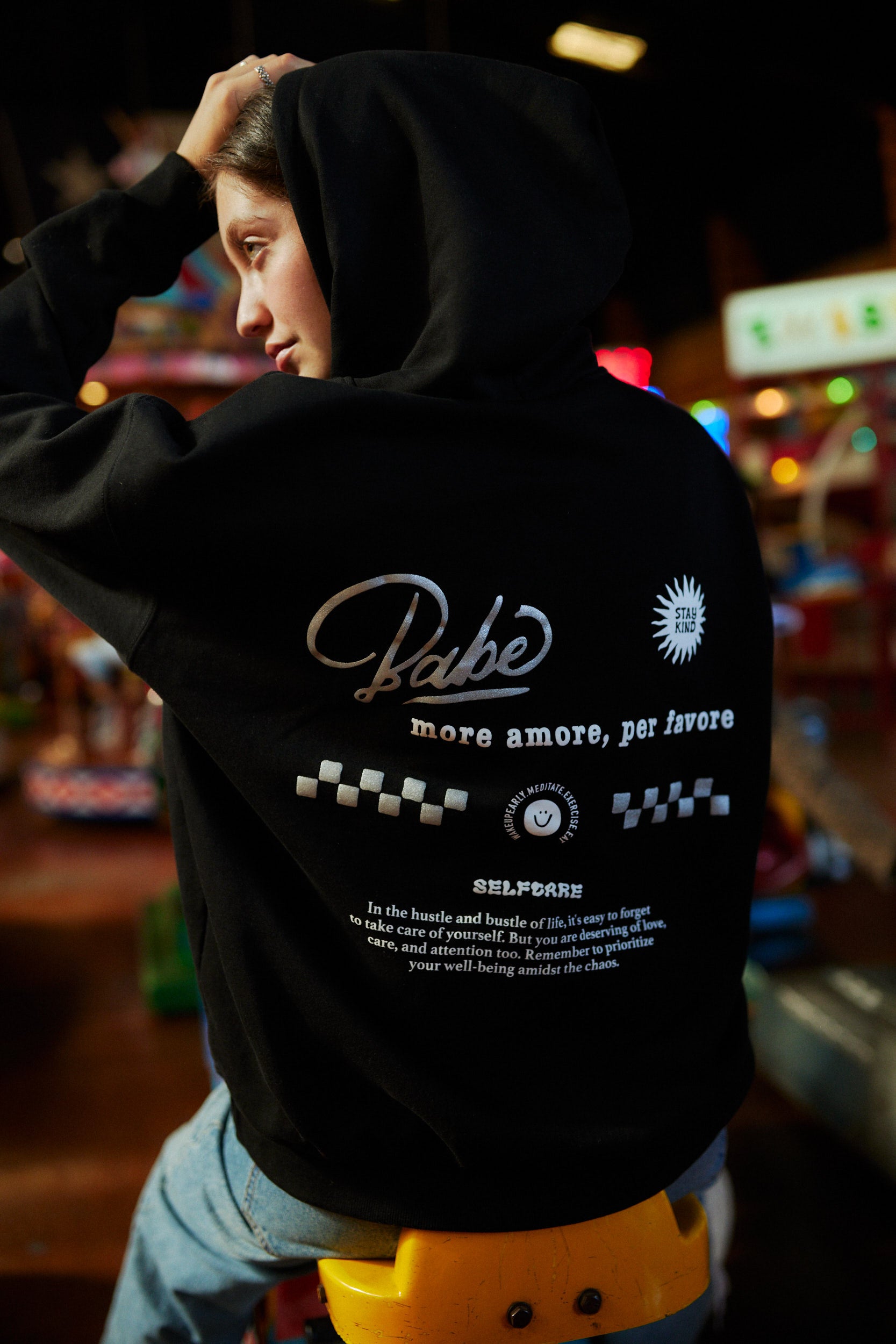 HOODIE BABE MORE AMORE BLACK