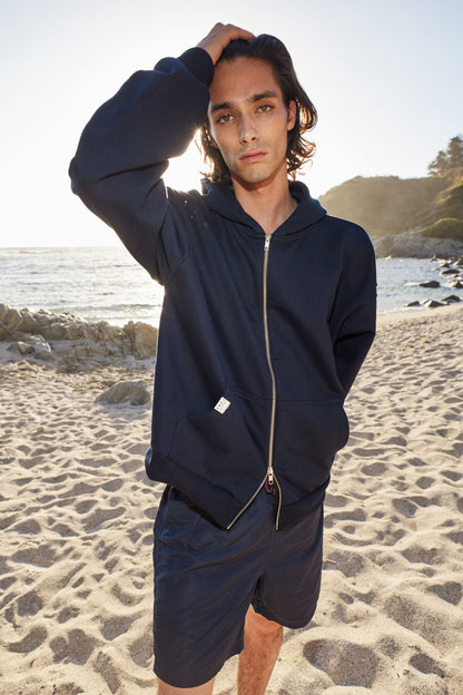 FULL ZIP BLUE HIBISCUS BOXY FIT ♂