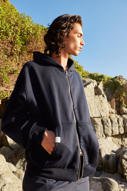 FULL ZIP BLUE HIBISCUS BOXY FIT ♂