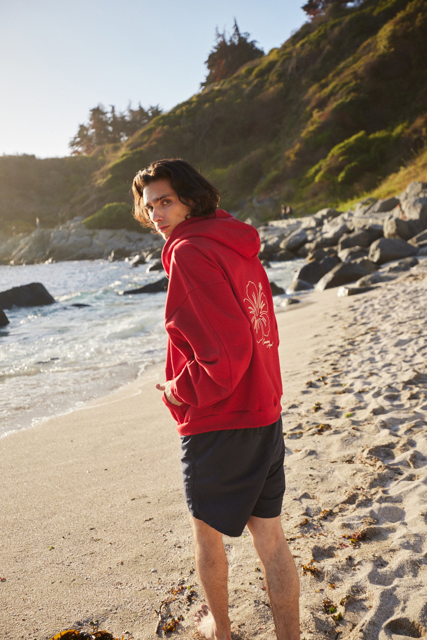 FULL ZIP RED HIBISCUS BOXY FIT ♂