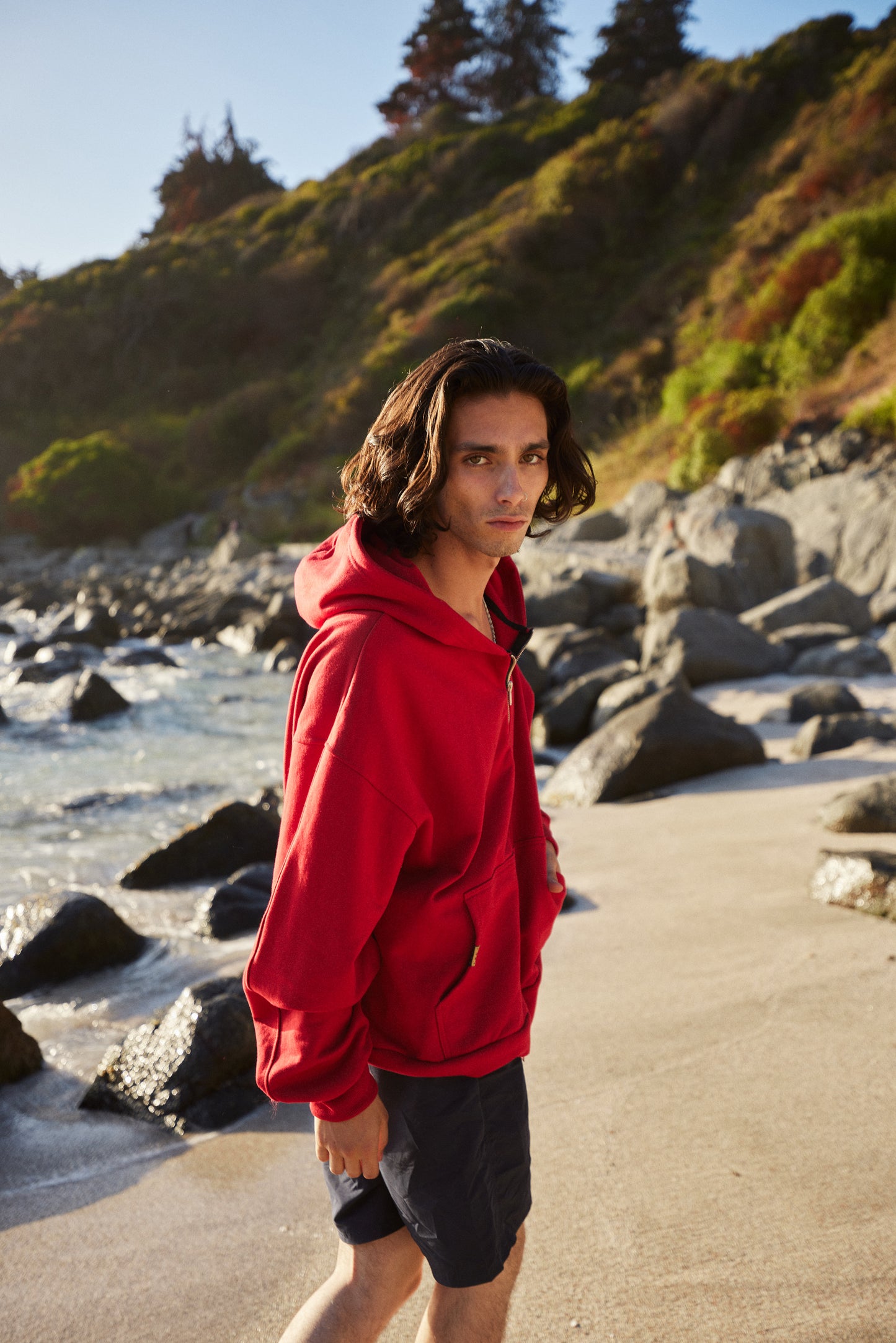 FULL ZIP RED HIBISCUS BOXY FIT ♂