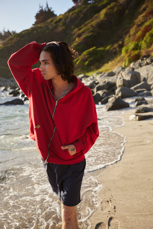 FULL ZIP RED HIBISCUS BOXY FIT ♂