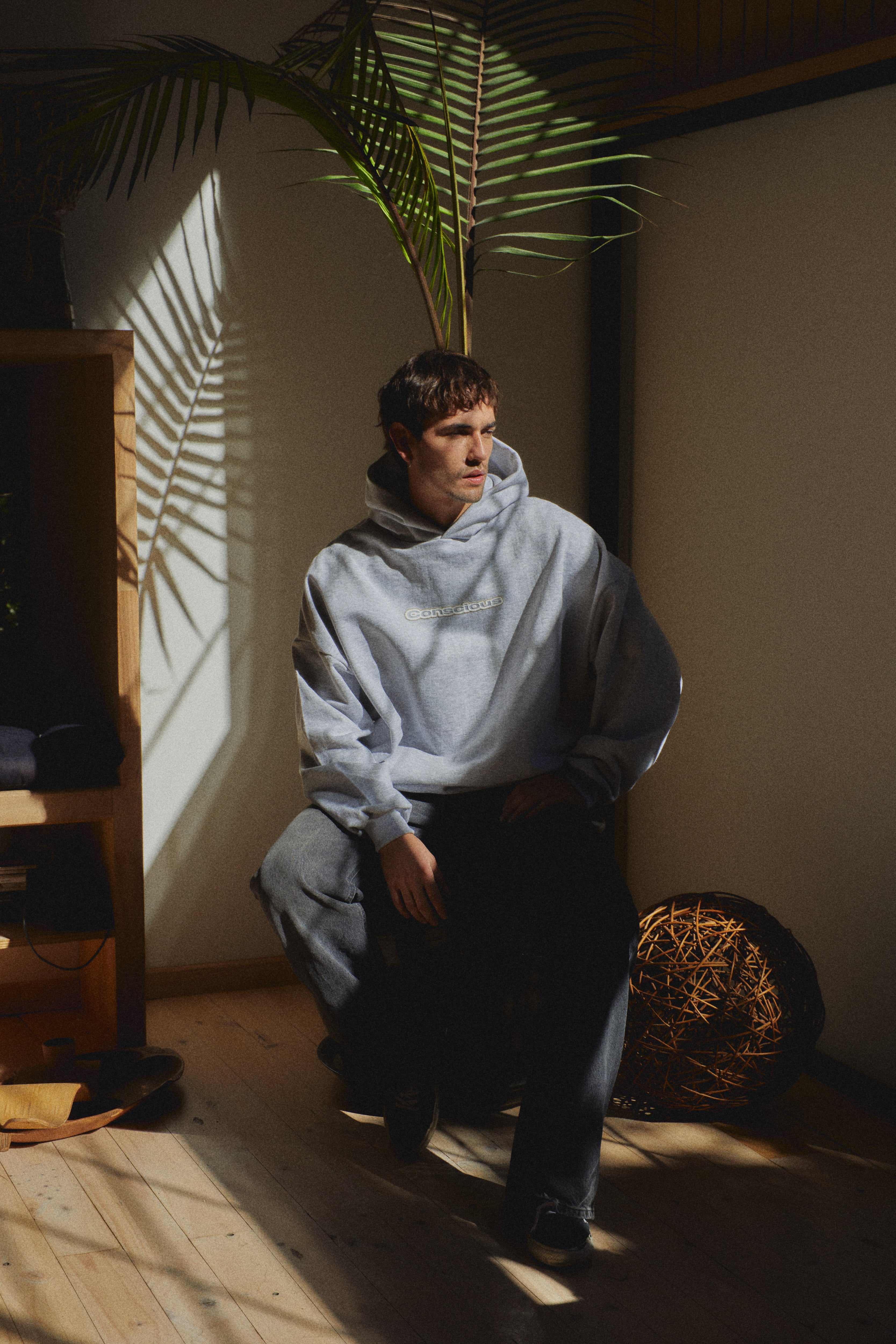 AURA STONE GRAY HIDDEN POCKETS HOODIE