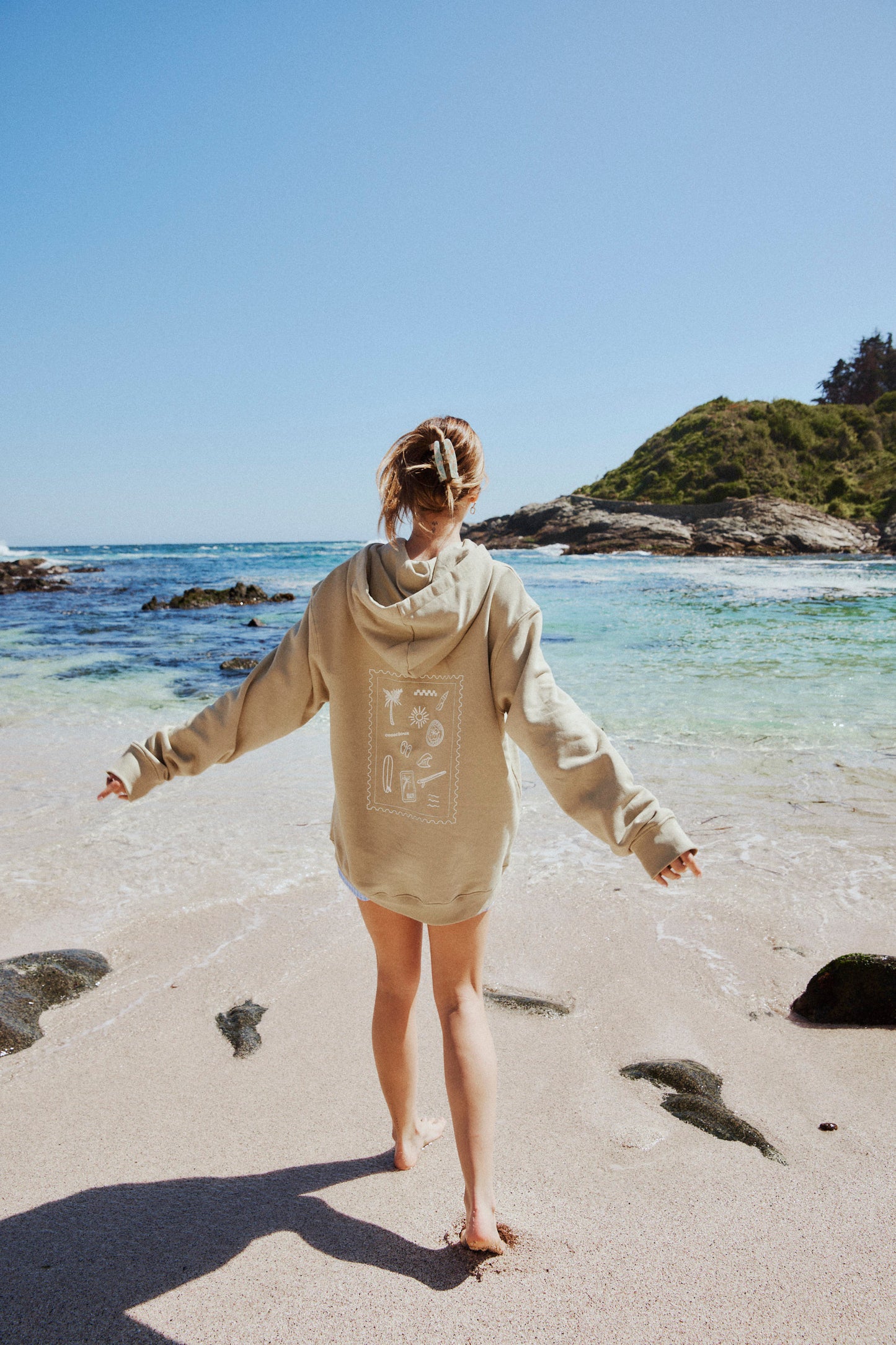 HOODIE BEACH VIBES OLIVO ♀