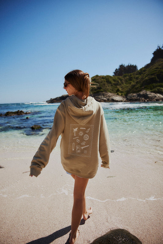 HOODIE BEACH VIBES OLIVO ♀