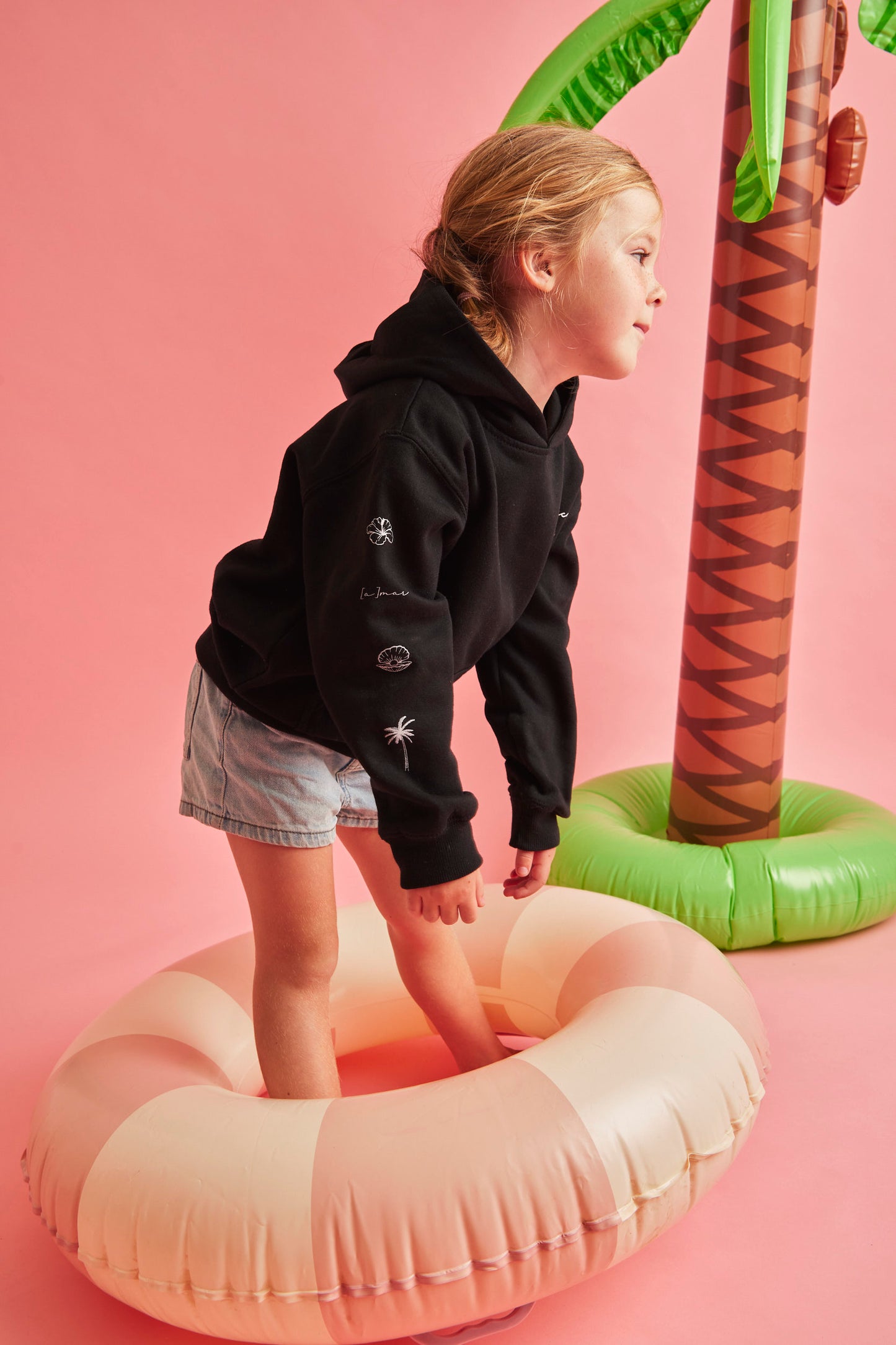 HOODIE SLEEVE BEACH NEGRO KIDS