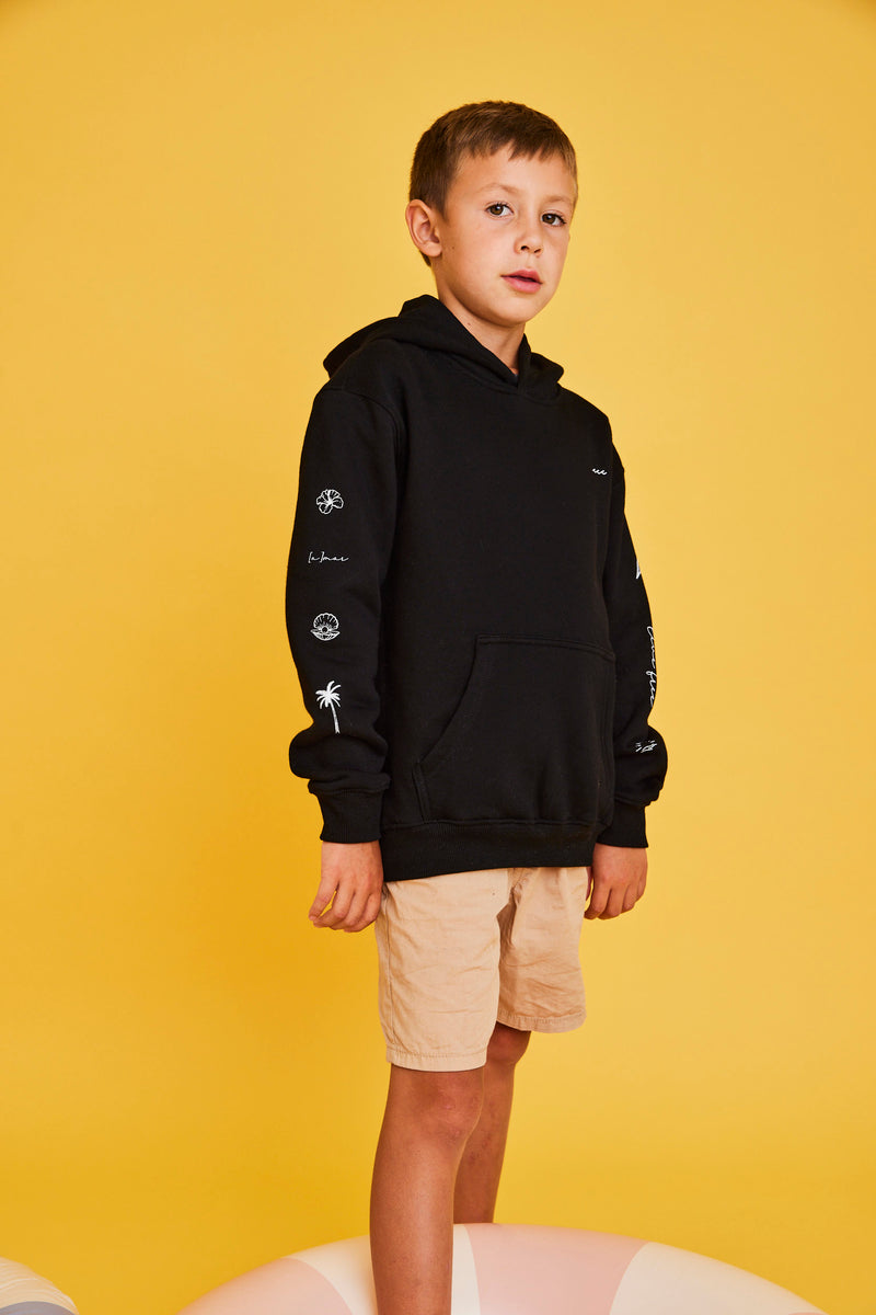 HOODIE SLEEVE BEACH NEGRO KIDS ♂