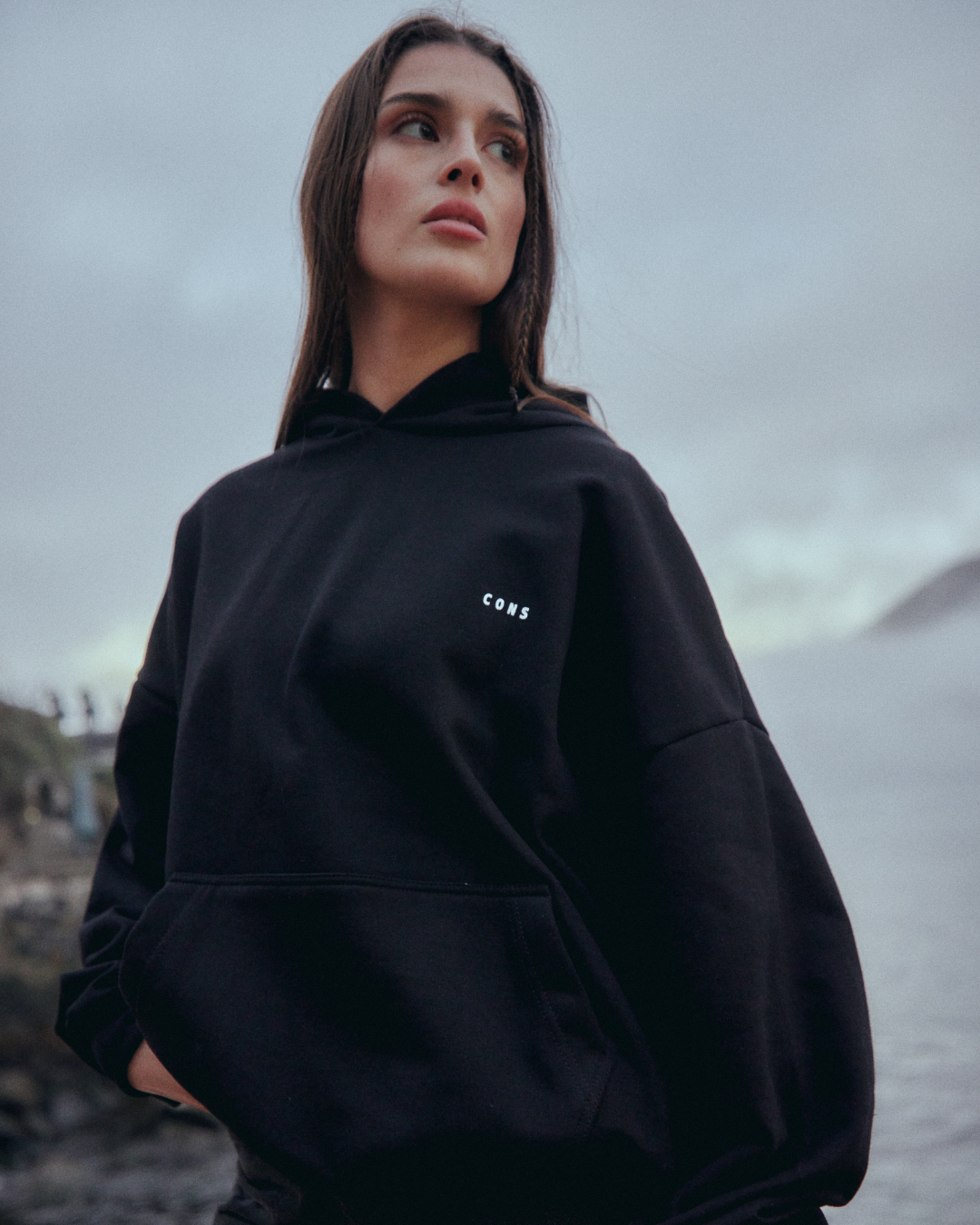 HOODIE PRINT STARS NEGRO