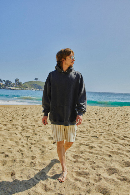 HOODIE CONS STARS BLACK ACID WASH OVERSIZE ♂