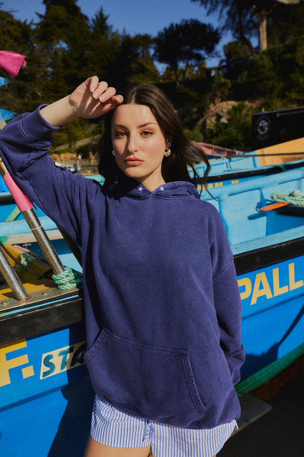 HOODIE CONS STARS BLUE ACID WASH ♀