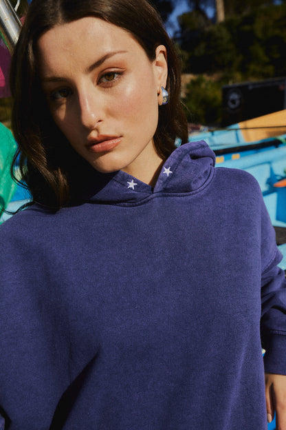 HOODIE CONS STARS BLUE ACID WASH OVERSIZE ♀
