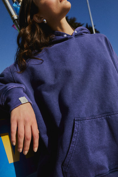HOODIE CONS STARS BLUE ACID WASH OVERSIZE ♀