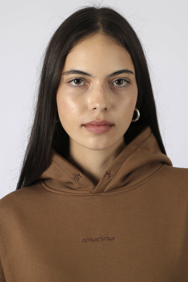 HOODIE CONSCIOUS STARS BROWN ♀