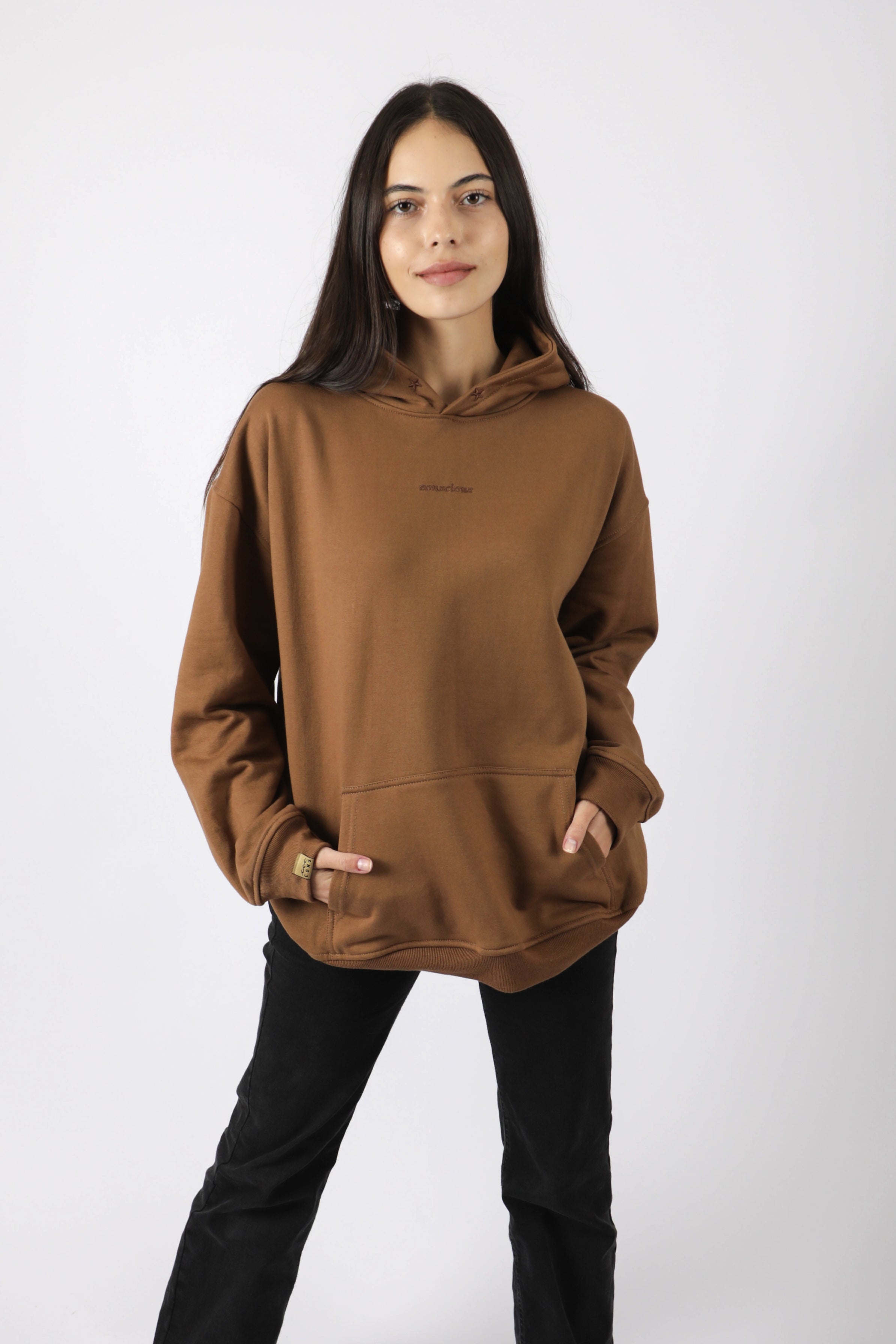 HOODIE CONSCIOUS STARS BROWN OVERSIZE
