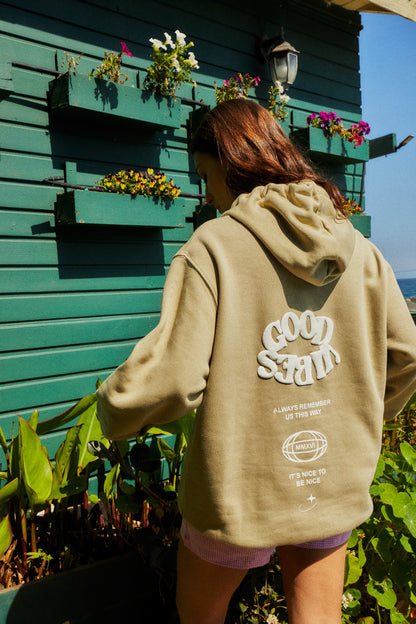 HOODIE GOOD VIBES MMXVI OLIVO ♀