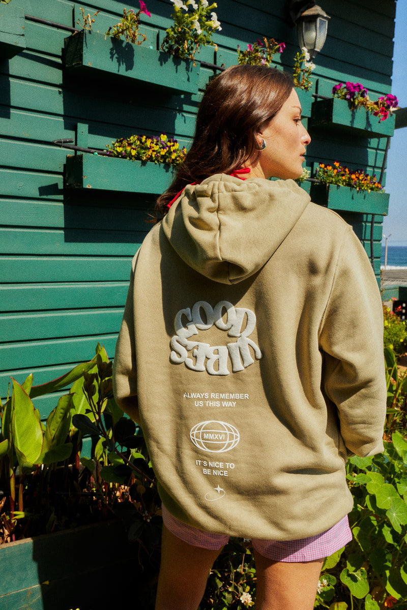 HOODIE GOOD VIBES MMXVI OLIVO ♀