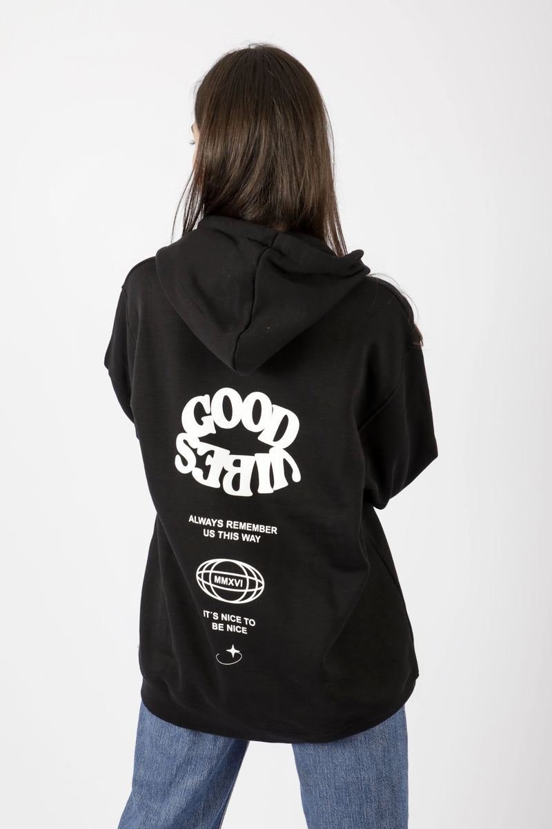 HOODIE GOOD VIBES MMXVI NEGRO ♀