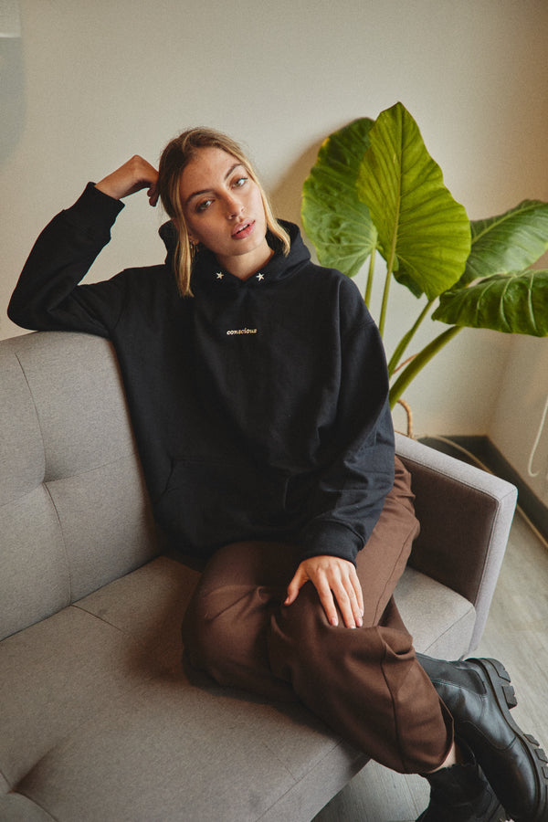 HOODIE CONSCIOUS STARS BLACK ♀
