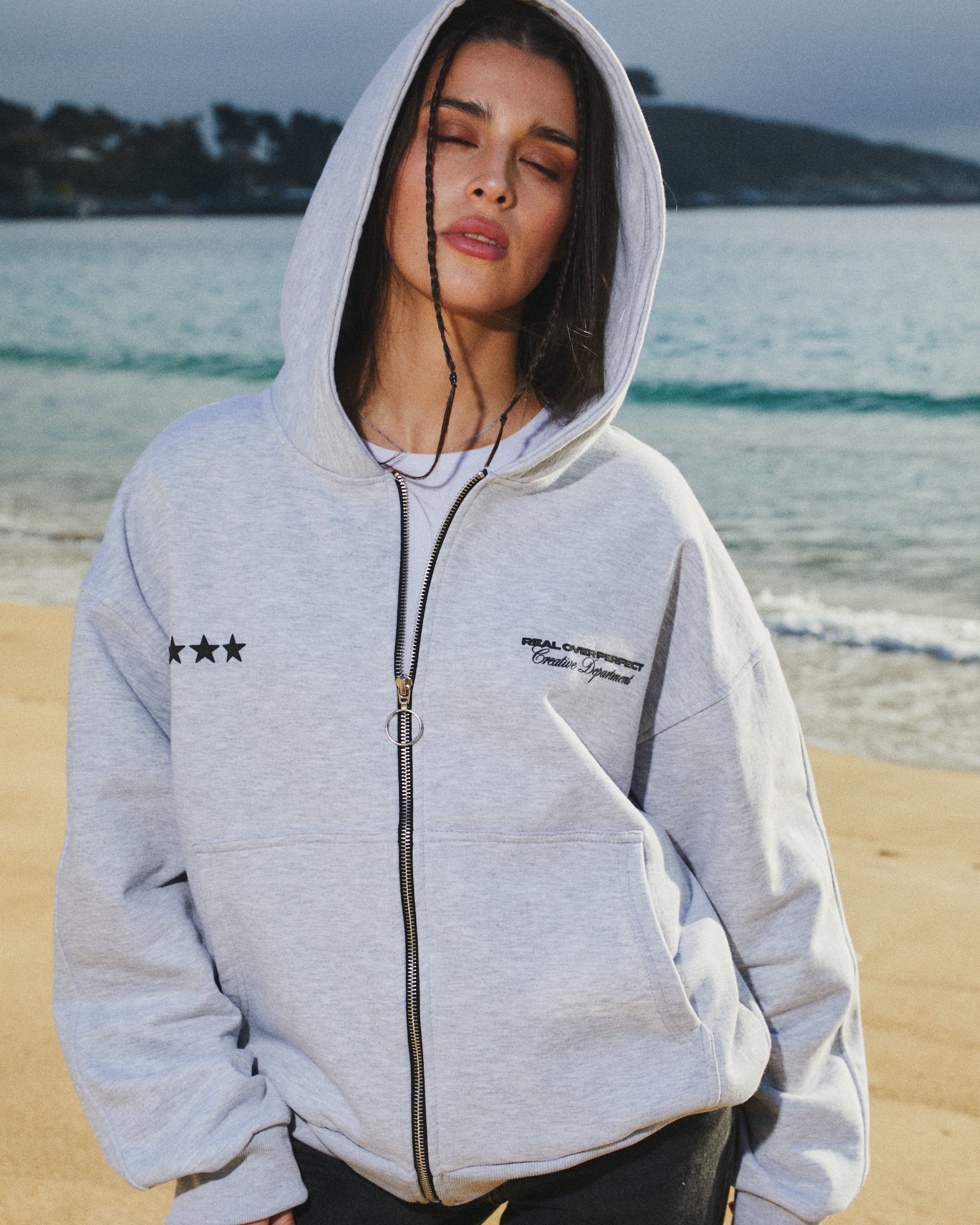 FULL ZIP REAL STUDIO STONE GRAY