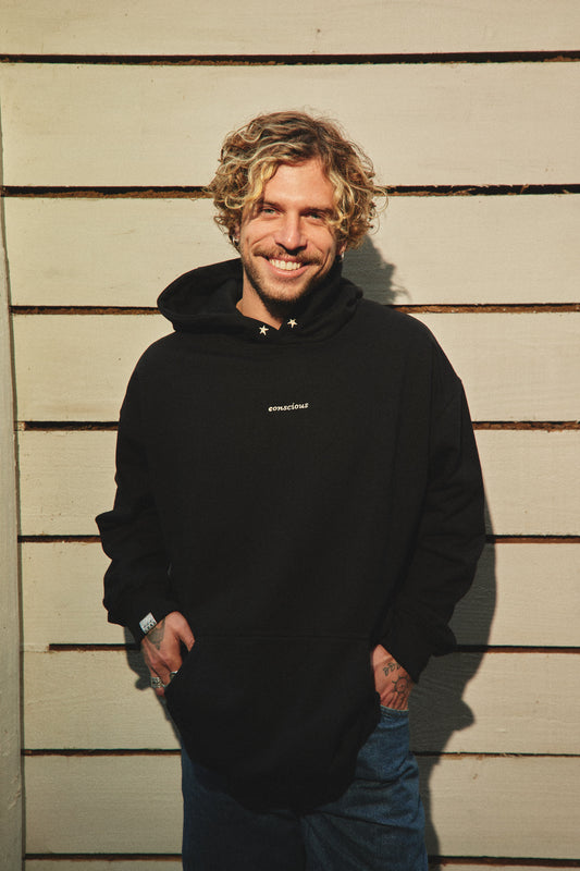 HOODIE CONSCIOUS STARS BLACK OVERSIZE ♂