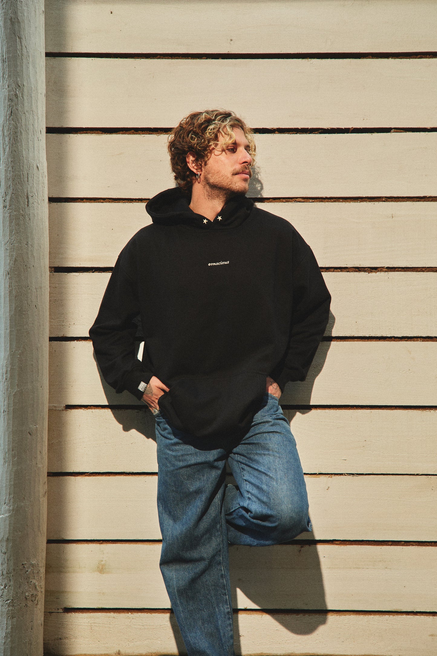 HOODIE CONSCIOUS STARS BLACK OVERSIZE ♂