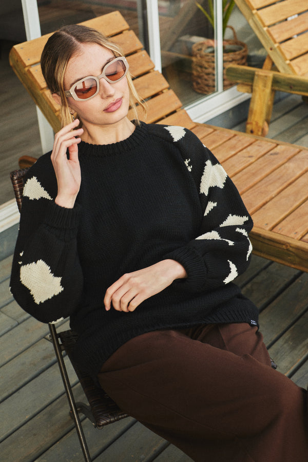 SWEATER RAGLAN ANIMAL NEGRO ♀