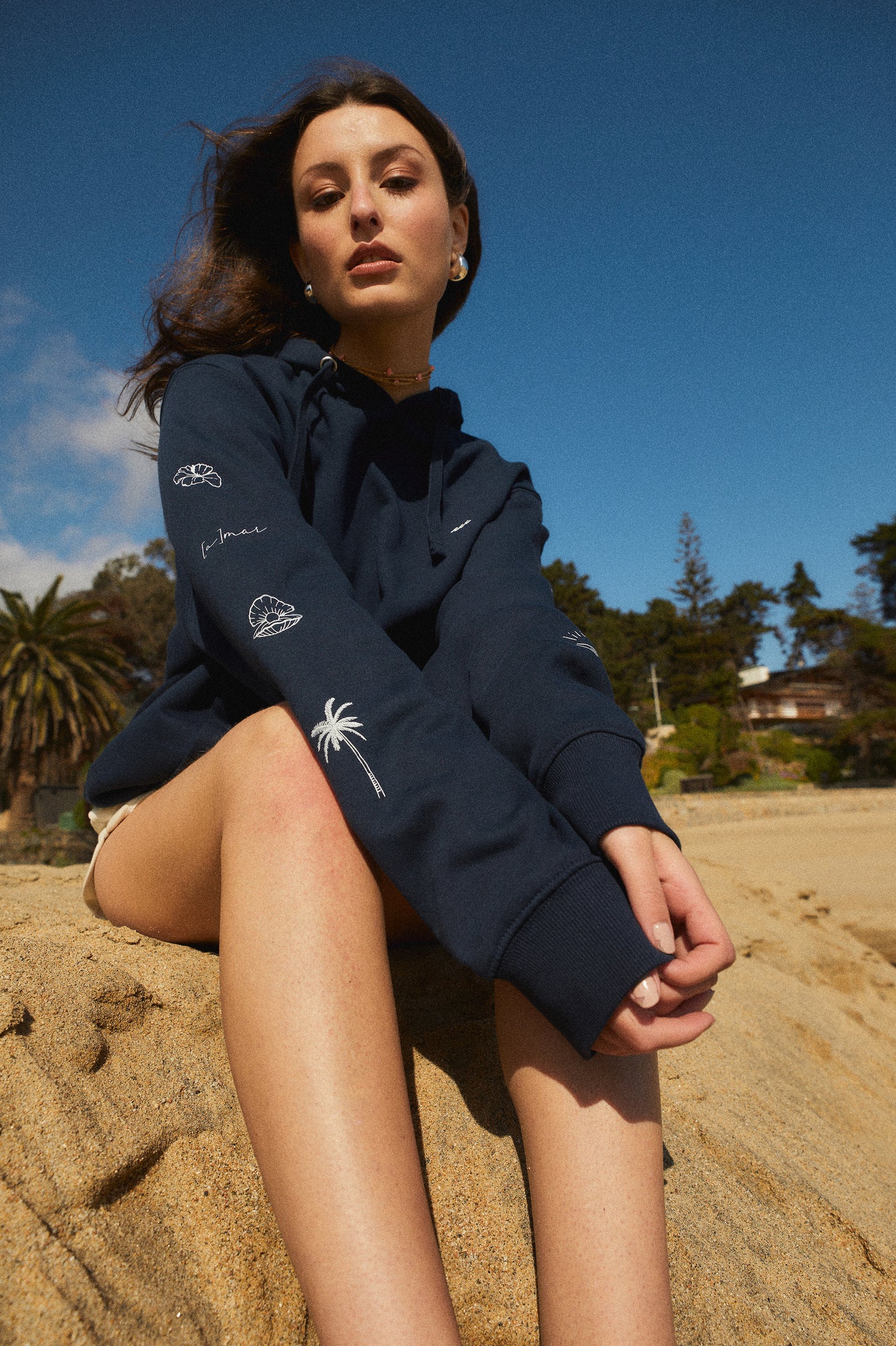 HOODIE SLEEVE BEACH DEEP BLUE ♀