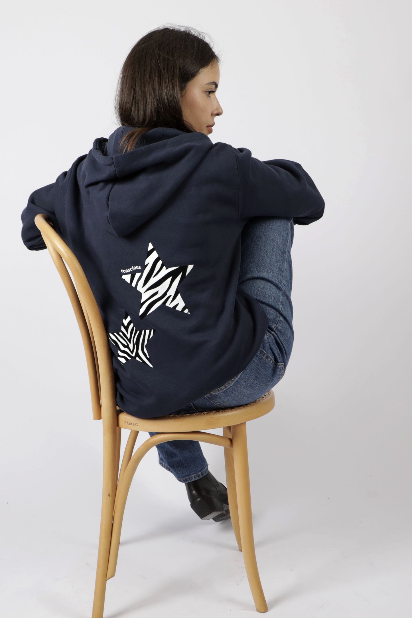 HOODIE ANIMAL PRINT STARS ACID WASH ♀