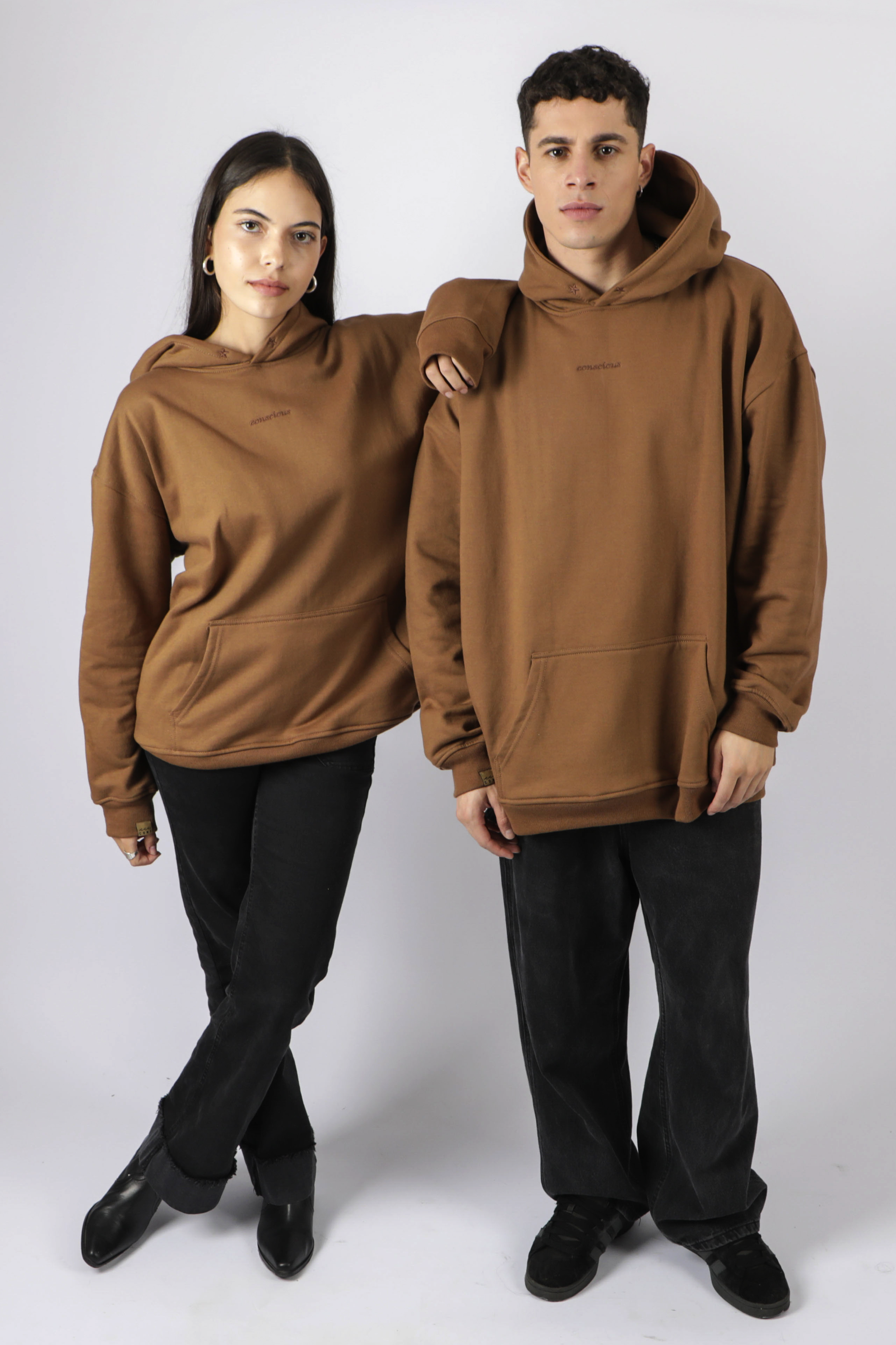 HOODIE CONSCIOUS STARS BROWN OVERSIZE