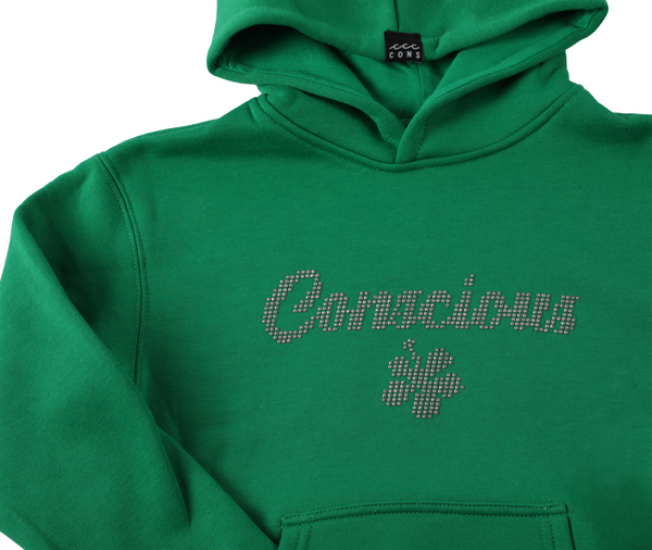 HOODIE CONSCIOUS DOTS GREEN KIDS ♀
