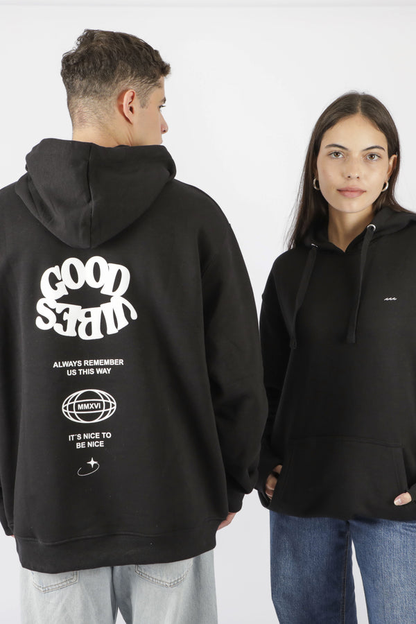 HOODIE GOOD VIBES MMXVI NEGRO ♂