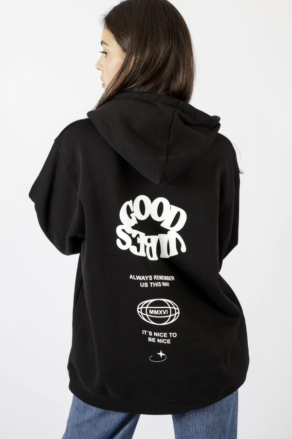 HOODIE GOOD VIBES MMXVI NEGRO ♀