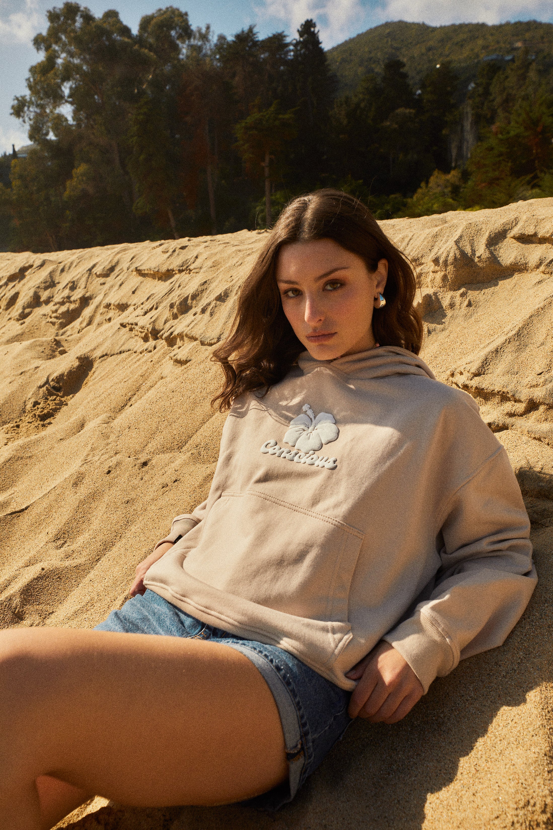 HOODIE HIBISCUS SAND BOXY FIT