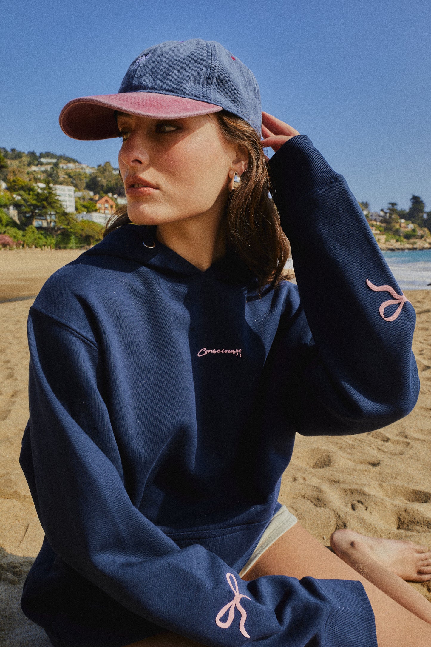 HOODIE SLEEVE RIBBON DEEP BLUE ♀